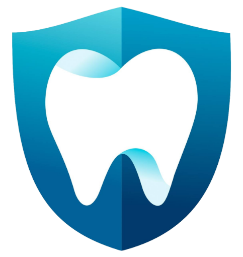 Enlarged icon of shield with tooth for logo