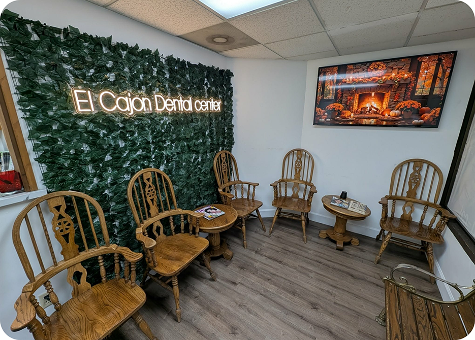 Chairs against wall in El Cajon dental office waiting room